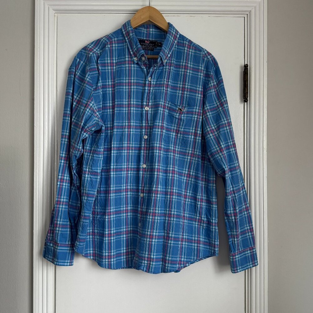 Vineyard Vines Men's Slim Fit Tucker Shirt Plaid Blue Size XL